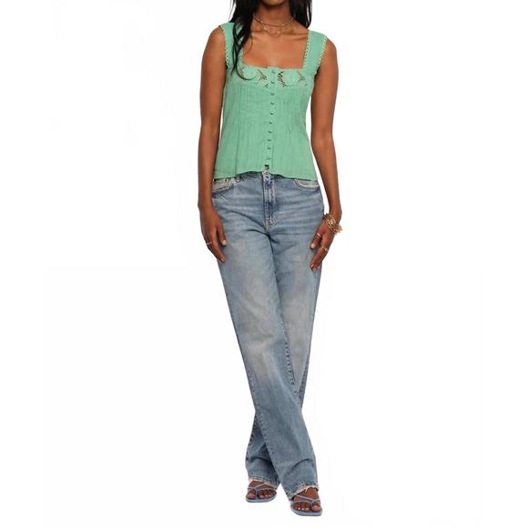 NEW HEARTLOOM tia eyelet button up top in jade - Picture 1 of 3